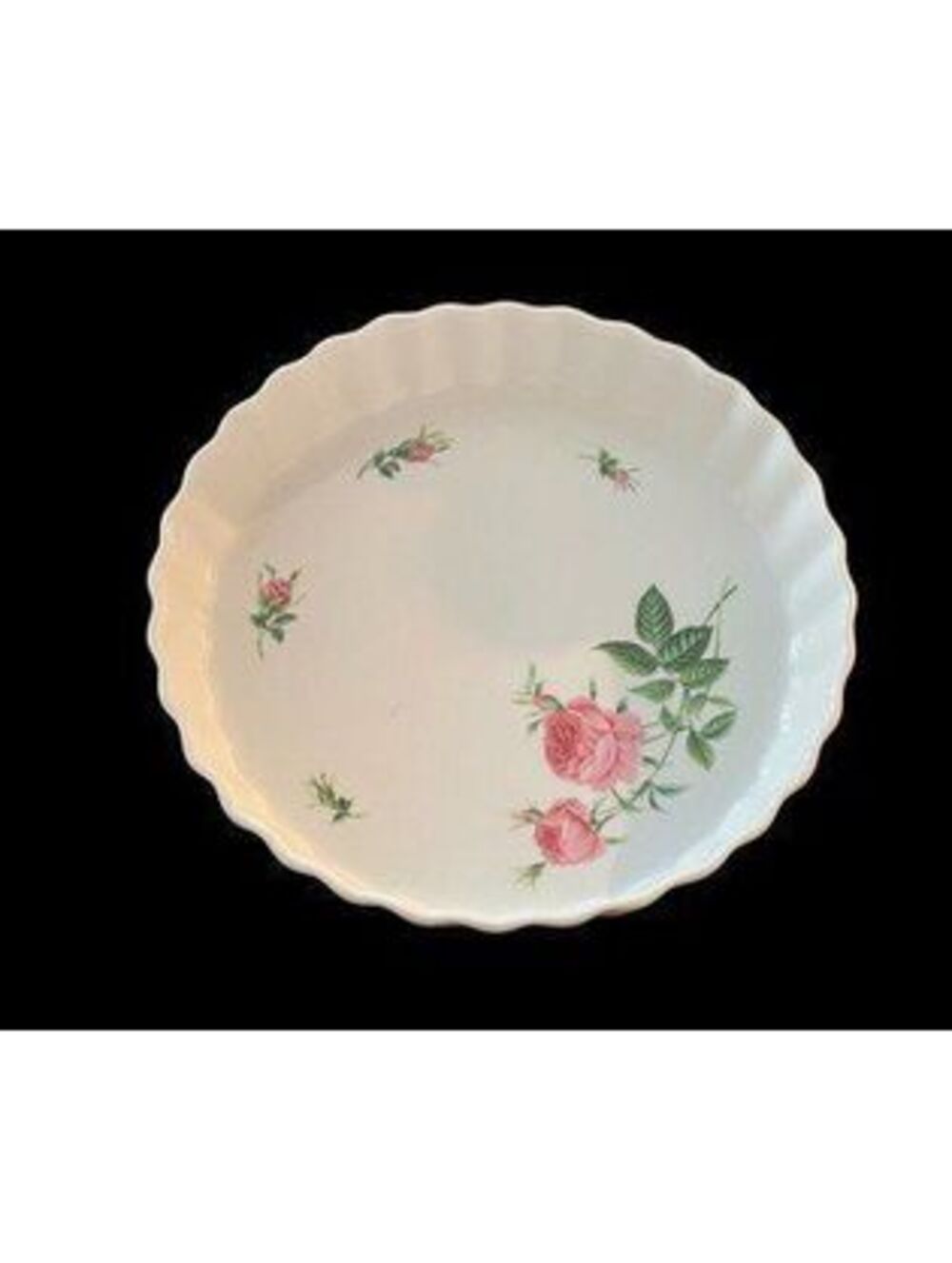 Vintage Christineholm Rose Quiche Tart 9.5" Baking Dish Collectible